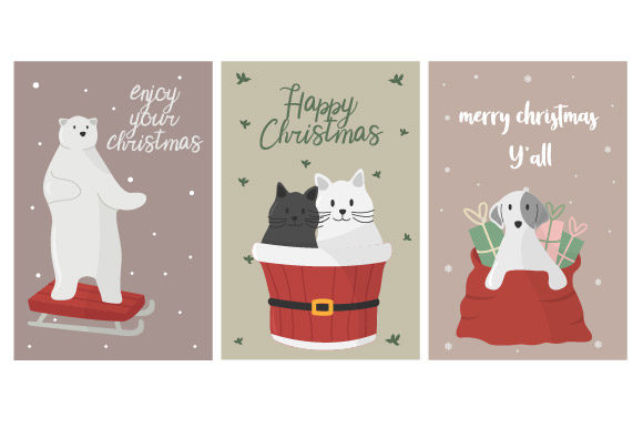 Christmas Card Marvelous Set Illustrations for Creative Projects
