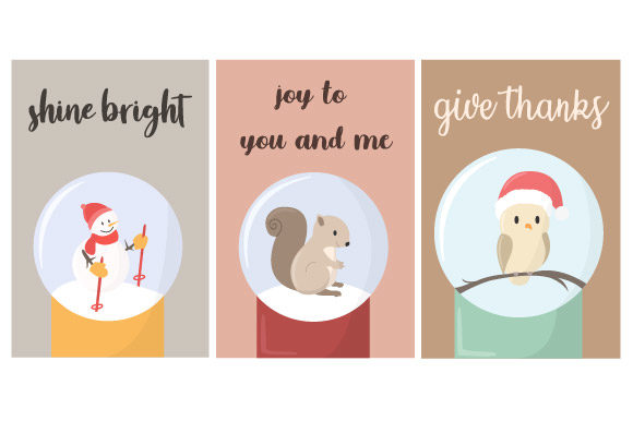 Christmas Card Remarkable Set Illustrations for Local Business Branding
