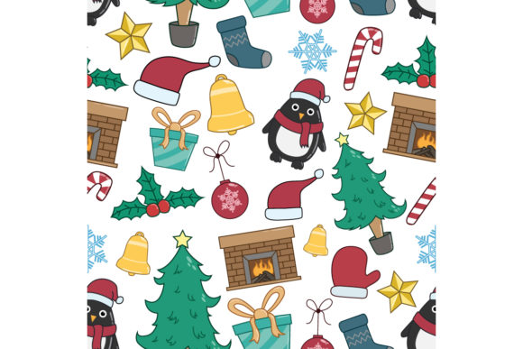 Christmas Elements in Seamless Pattern