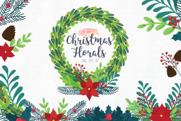 Christmas Florals Clipart Vector