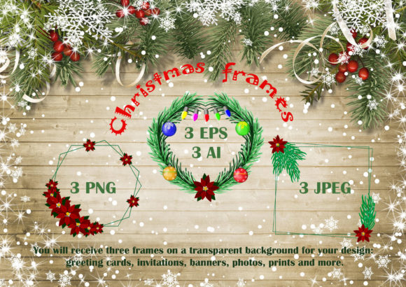 Christmas Frames with Poinsettia Illustrations