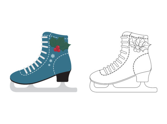 Christmas Ice Skates Fill Outline Icon Illustrations