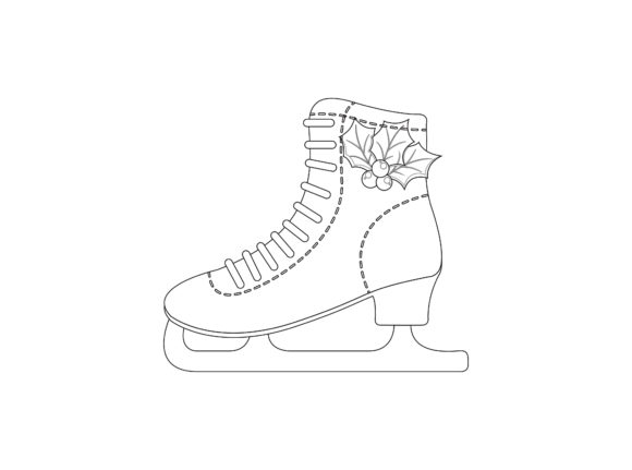 Christmas Ice Skates Shoes Outline Icon Illustrations