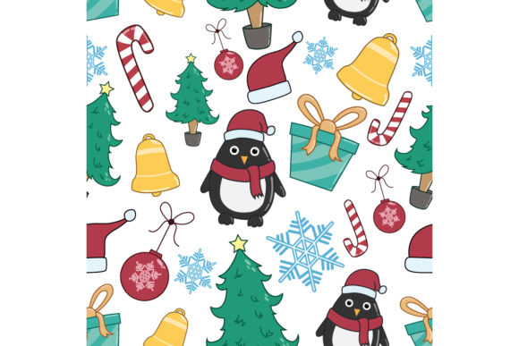 Christmas Icons in Seamless Pattern