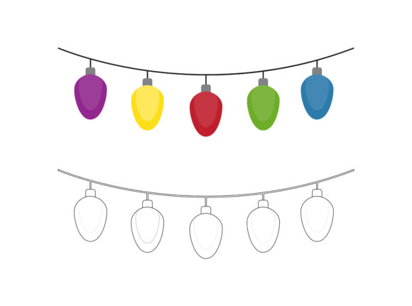 Christmas Lights Fill Outline Icon Illustrations