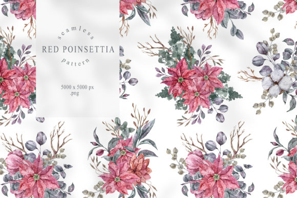 Christmas Poinsettia Seamless Pattern