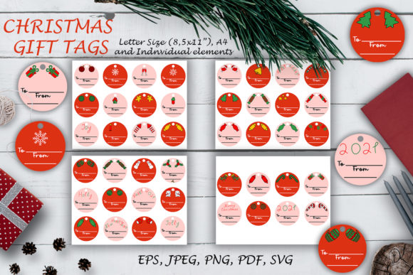 Christmas Red Gift Tags SVG Files