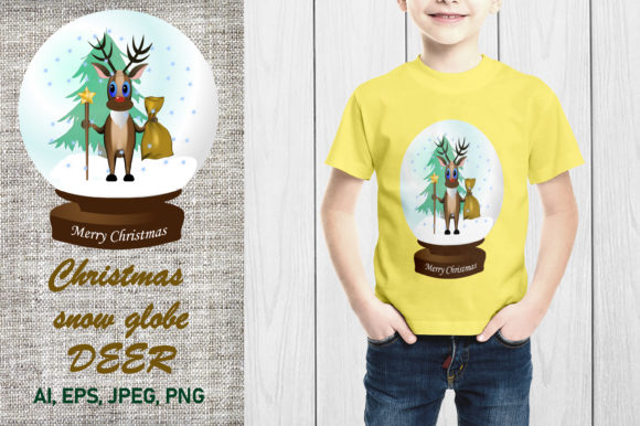 Christmas Snow Glob DEER Illustrations
