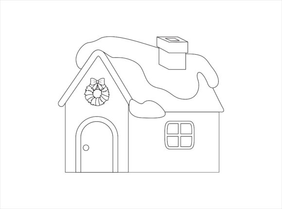 Christmas Snow House Outline Icon Vector for Crafting & Etsy Products