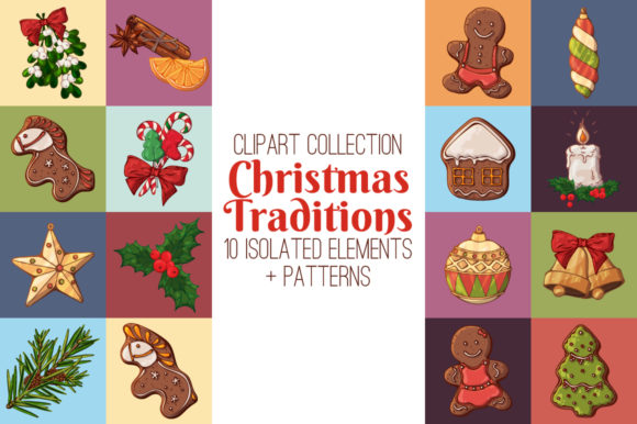 Christmas Traditions Clipart Collection for Website and Editorial Design