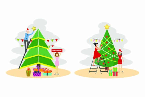 Christmas Tree Decorations Vectors Set for Handmade Creations