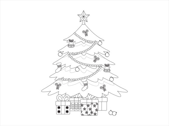 Christmas Tree Outline Icon Vector for Illustrations