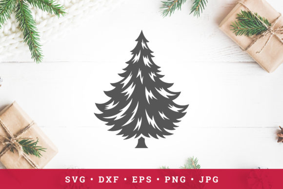 Christmas Tree Silhouette Isolated for Local Branding