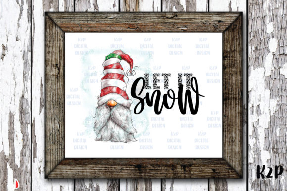 Let It Snow, Merry Christmas Gnome Illustration