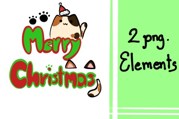 Merry Christmas Calico Cat Illustration