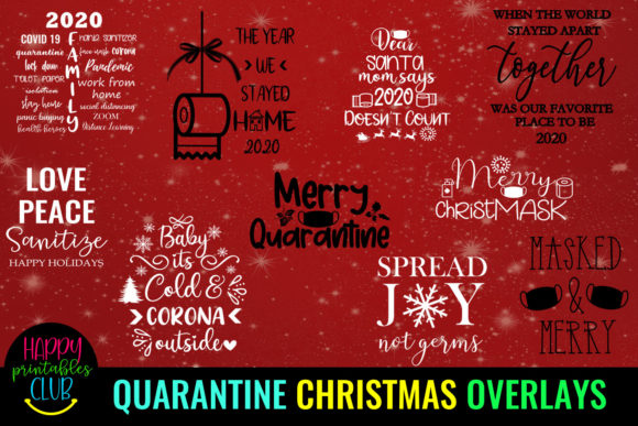 Quarantine Christmas Quotes Overlays Illustrations