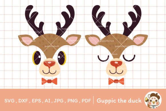 Reindeer for Christmas Clipart Illustrations