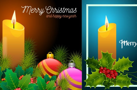 Set of 4 Christmas Illustrated Cards
