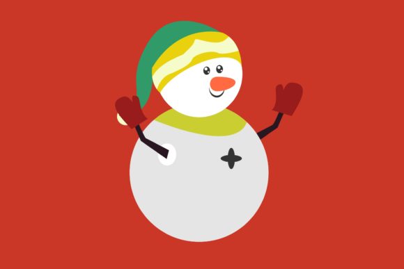 Snowman Wearing Christmas Gloves and Hat Illustrations